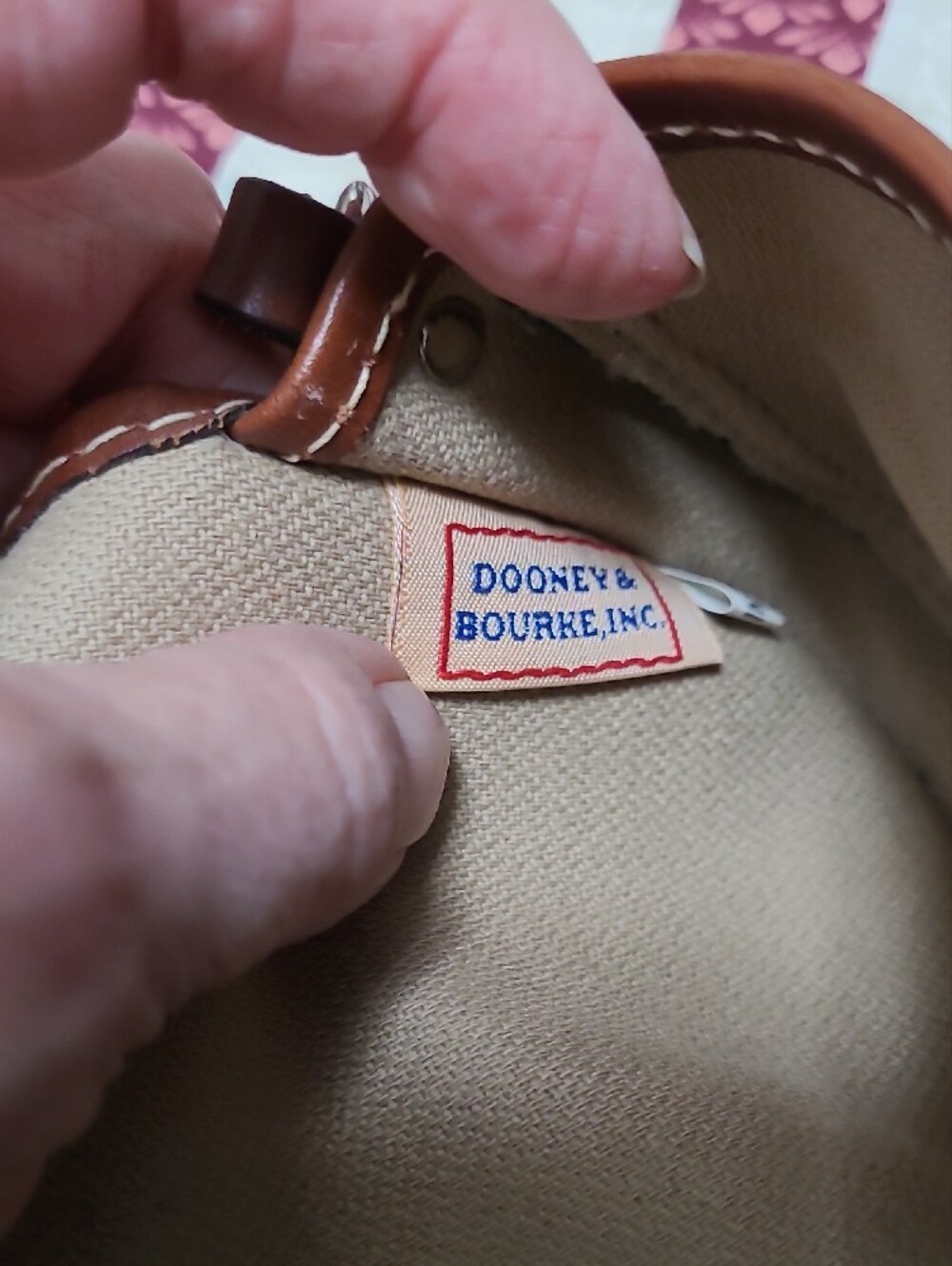 Dooney & Bourke Olive Green Canvas Wristlet Clutch with Brown Trim - Picture 5 of 7